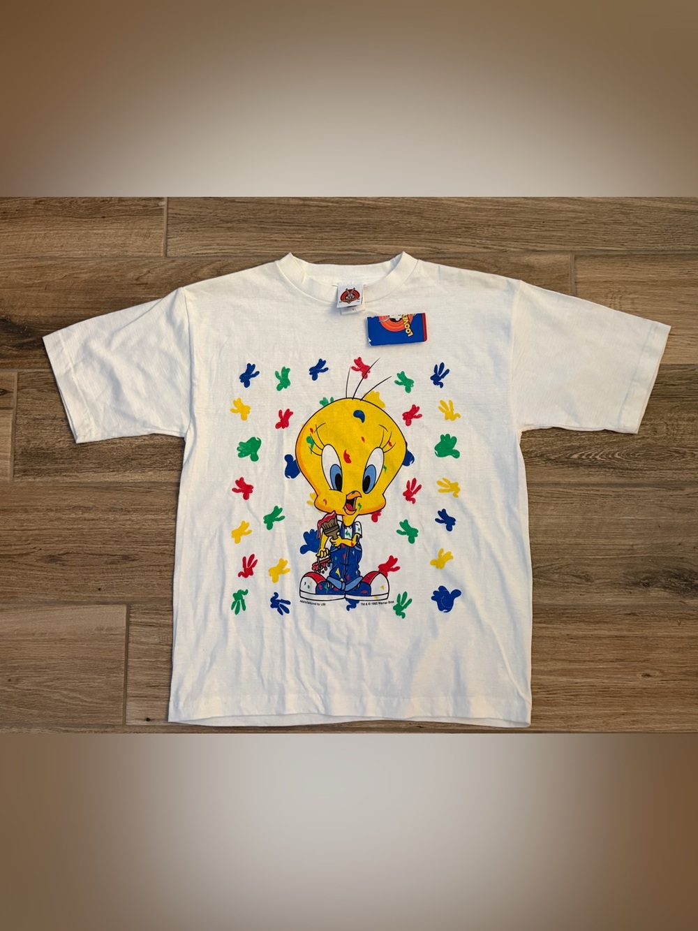 Vintage 90s Looney Tunes Tweety Bird Paint Splatter T-Shirt NWT